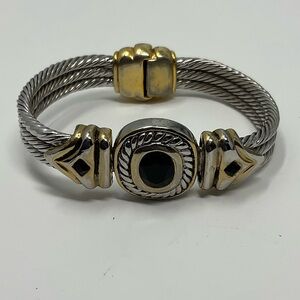Gold, Silver and Black Gem Bracelet